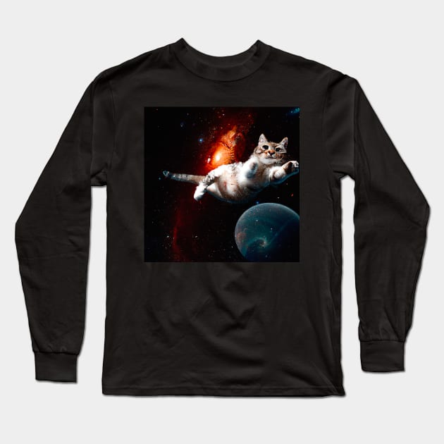 Cat in space Long Sleeve T-Shirt by Mr Youpla